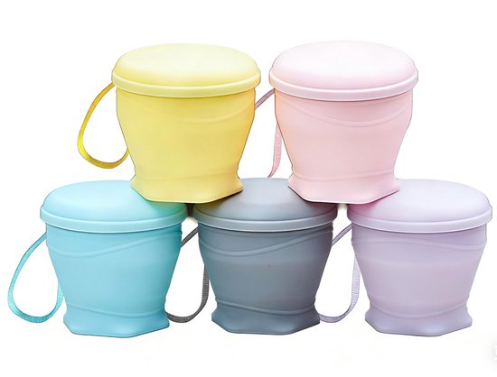 Pack van 5 Silicone Vouwbekers met Plastic Deksel - 180 ml Herbruikbare Bekers - Reisbekers - Koffiebekers voor Kamperen - Reizen - Sport - Picknick
