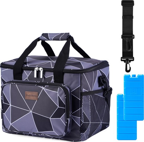 Packaway 4 Laags Geïsoleerde Koeltas - Lunchtas 15 liter - Abstract Grijs en Zwart van Packaway