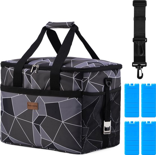 Packaway 4 Laags Geïsoleerde Koeltas - Lunchtas 30 liter - Abstract Zwart Grijs van Packaway