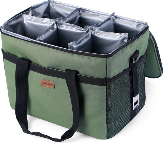 Packaway 4 Laags Geïsoleerde Koeltas - Lunchtas 30 liter - Groen - Inclusief Divider van Packaway