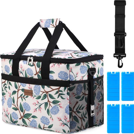 Packaway 4 Laags Geïsoleerde Koeltas - Lunchtas 30 liter - White Flower van Packaway
