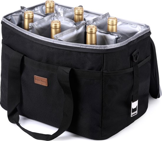 Packaway 4 Laags Geïsoleerde Koeltas - Lunchtas 30 liter - Zwart - Inclusief Divider van Packaway