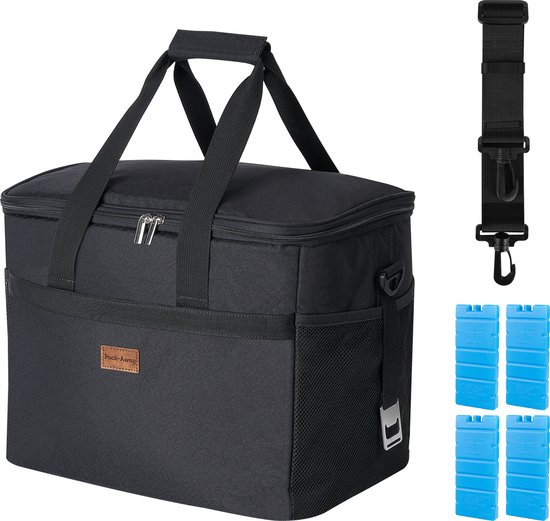 Packaway 4 Laags Geïsoleerde Koeltas - Lunchtas 30 liter - Zwart