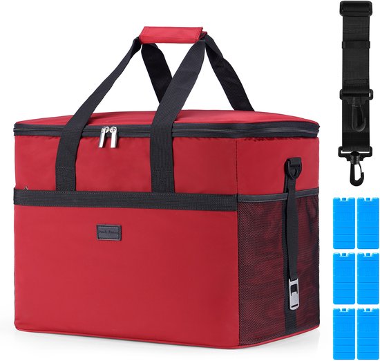 Packaway 4 Laags Geïsoleerde Koeltas - Lunchtas 40 liter - Rood van SAMPAQUIT
