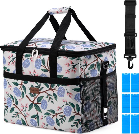 Packaway 4 Laags Geïsoleerde Koeltas - Lunchtas 40 liter - White Flower van Packaway