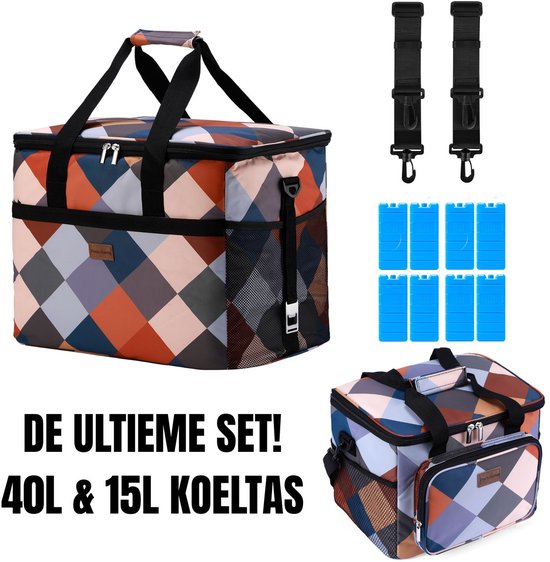 Packaway 40L Koeltas Blok – Inclusief 15L Lunchtas Blok en 8 Koelelementen – Dé set voor dames en heren die altijd onderweg zijn – Voor werk en vrije tijd van Packaway