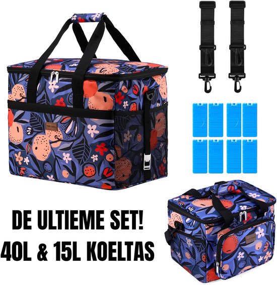 Packaway 40L Koeltas Valencia – Inclusief 15L Lunchtas Valencia en 8 Koelelementen – Dé set voor dames en heren die altijd onderweg zijn – Voor werk en vrije tijd van Packaway