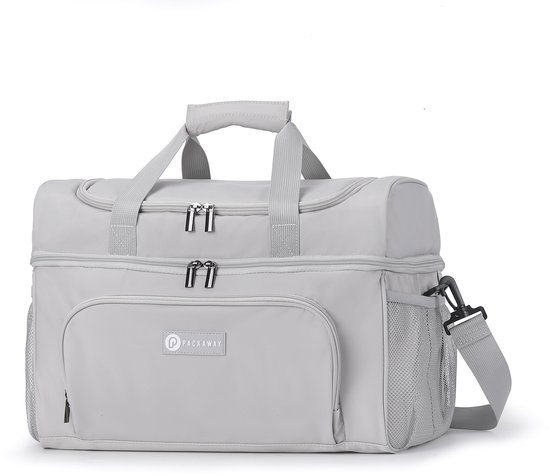 Packaway Koeltas 20L - Lunchtas - Inclusief 4 Koelelementen - Dubbel Compartiment - 4-Laags Geïsoleerd - Waterafstotend - Modern Grey van Packaway