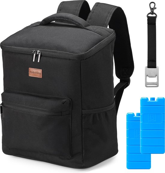 Packaway Koeltas Rugzak 25L - Incl. 2 gratis koelelementen - Incl. gratis flessenopener - Waterafstotend - Anti diefstal vak - 4 Laags geïsoleerd van Packaway