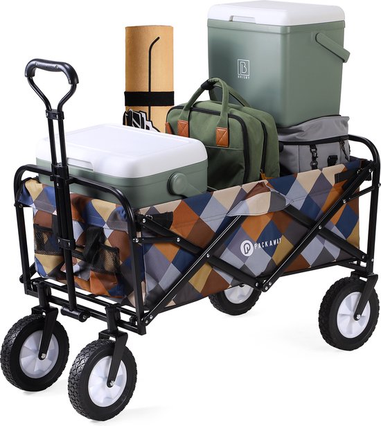 Packaway Opvouwbare Bolderkar van Wasbaar Polyester tot 70KG – 98 x 53 cm – Blokken Patroon van Packaway