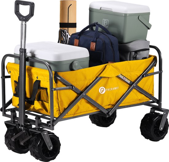 Packaway XL Opvouwbare Bolderkar Heavy Duty van Wasbaar Polyester tot 80KG – 98 x 45 cm – OKERGEEL van Merkloos