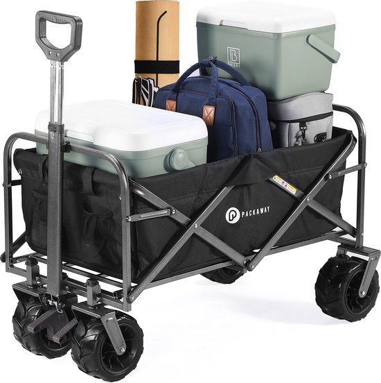 Packaway XL Opvouwbare Bolderkar Heavy Duty van Wasbaar Polyester tot 80KG – 98 x 45 cm – Zwart van Merkloos
