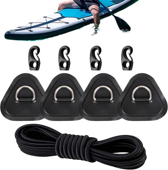 Paddle Board Reparatiekit - Opblaasbare Boot Patch - Watersport Onderhoud - Weerbestendig Roestvrij Staal - 4-delige set - Zwart