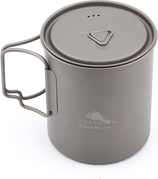 Pan van titanium, met ophangreep, opvouwbaar, voor outdoor, camping, kookgerei, picknick, ultralicht, 1100 ml, 1300 ml, 1600 ml, 2000 ml van Lixada