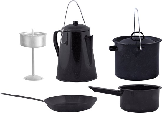 Pannenset Kampvuur - 4 Delig - Outdoor - Metaal van Bo-Camp