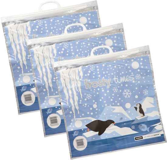 Papstar Draagtas koeltas voor lunch en flessen/voedsel - 3x - Frosty Times - 18 Liter - 52 x 52 cm van PAPSTAR