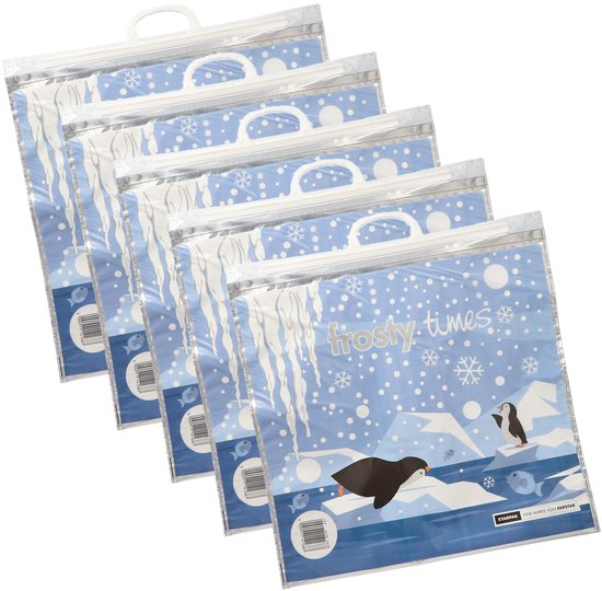 Papstar Draagtas koeltas voor lunch en flessen/voedsel - 5x - Frosty Times - 18 Liter - 52 x 52 cm van Merkloos