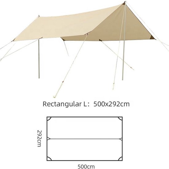 Party tent en Activiteitentent ,Tentdoek ,Tarp, Draagbare Picknick & Kampeer Tent: Beschermd tegen Zon en Regen, Outdoor Draagbaar Zonnescherm Met Opbergtas - Waterdicht - Tarps voor Kamperen 5x3m, Beige van Merkloos