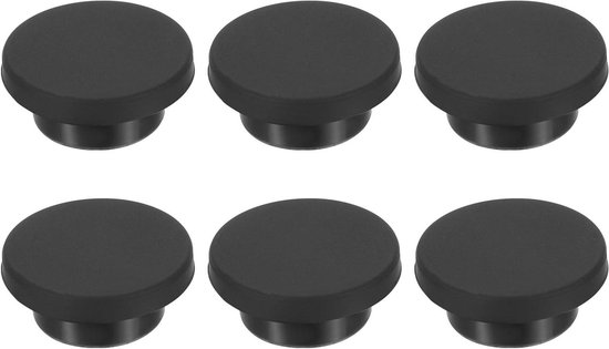 PATIKIL 25 mm diameter rubberen gatpluggen, 6 stuks siliconen rubber ronde gatstoppers voor 24 mm gat, zwart van Merkloos