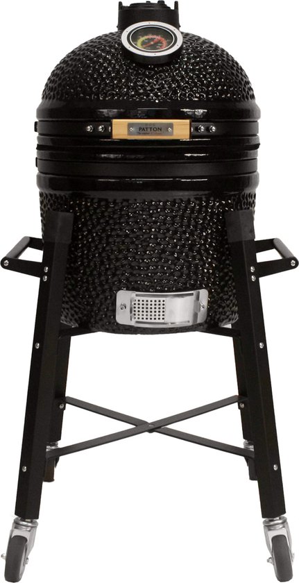 Patton Premium Kamado 15" met Verrijdbaar Onderstel - Medium - Ø33,5 cm - Zwart van Patton