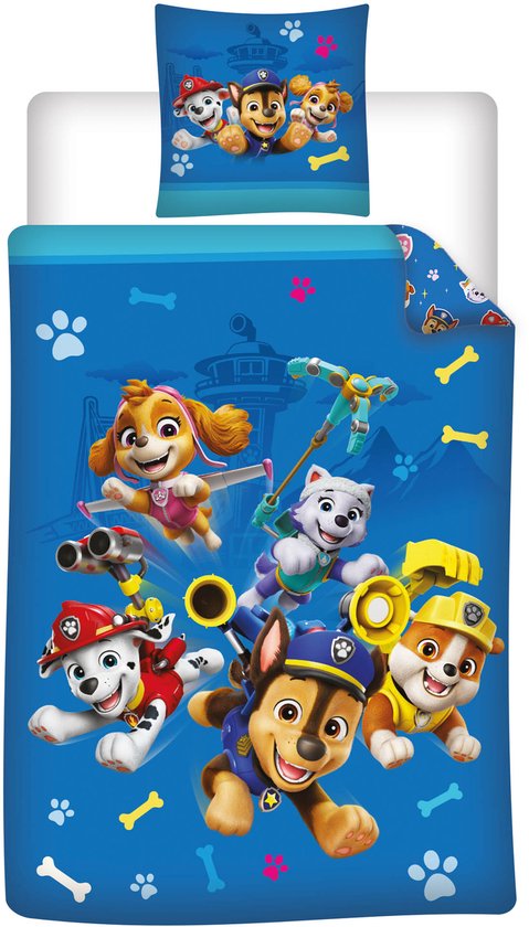 Paw Patrol Dekbedovertrek 140 x 200 cm +65X65cm - polyester van Merkloos
