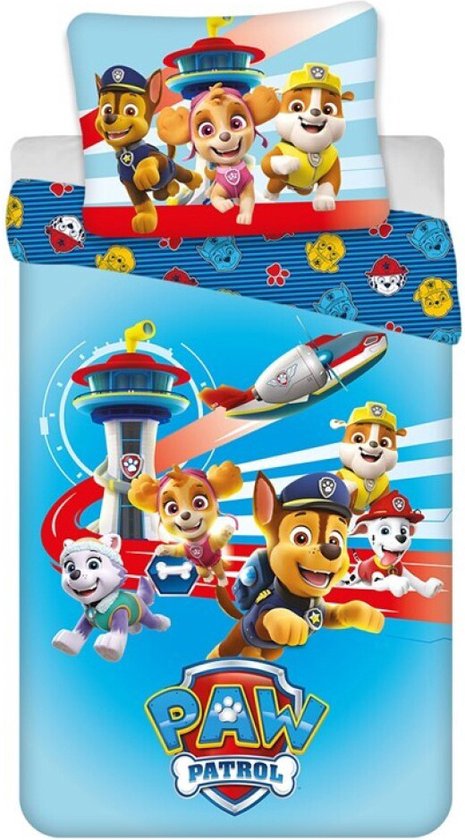PAW Patrol Dekbedovertrek, Airborne - Eenpersoons - 140 x 200 + 65 x 65 cm - Polycotton van Nickelodeon