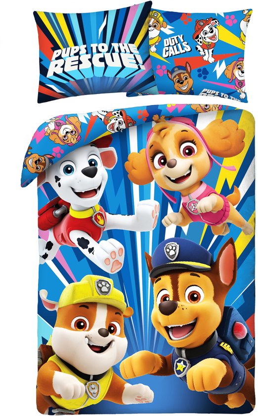 Paw Patrol dekbedovertrek blauw 140 x 200 cm katoen van Merkloos