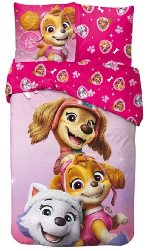 Paw Patrol - Dekbedovertrek - Eenpersoons - 140 x 200 cm met kussensloop 65 x 65 cm - Pink Squad - Dekbed van Nickelodeon
