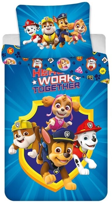 PAW Patrol Dekbedovertrek Hero's Work Together 140 x 200 cm - 65 x 65 cm van PAW Patrol