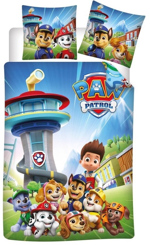 PAW Patrol Dekbedovertrek Team - 140 x 200 + 65 x 65 cm - Polykatoen van Merkloos