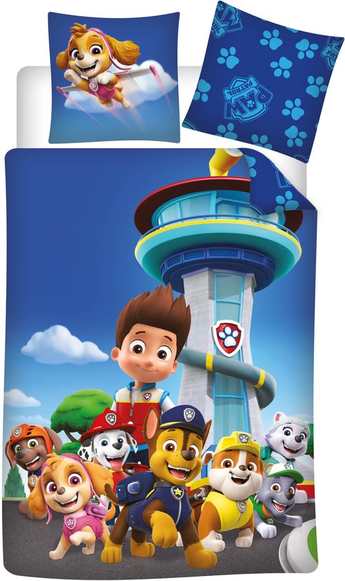 Paw Patrol Pat Patrouille Dekbedovertrek 140 x 200 cm +65X65cm - polyester van Merkloos