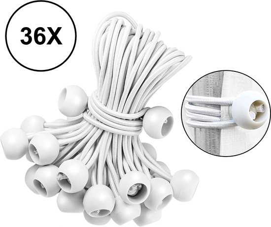 PD® - Spanelastiek - Wit - Elastiek koord - Spanrubbers - Elastiek Met Bal - Tentspanner - Tentelastiek - Tentspanners met Bal - Elastiek Trampoline van PD