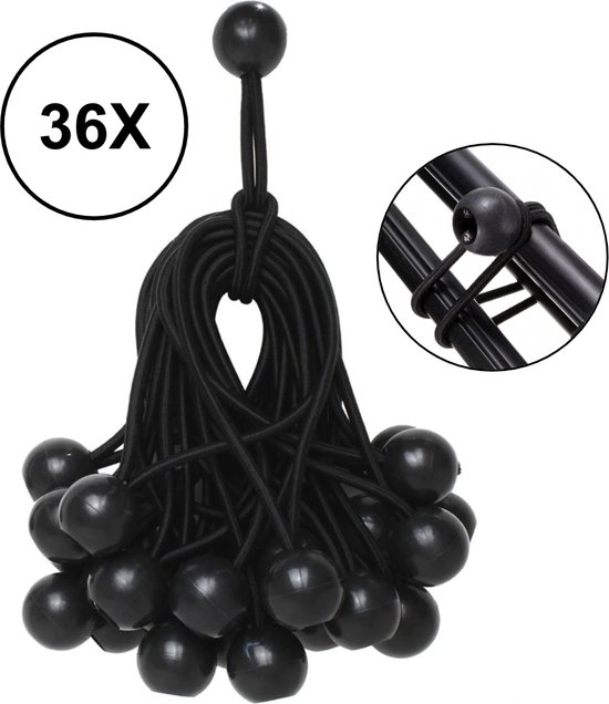 PD® - Spanelastiek - Zwart - Elastiek koord - Spanrubbers - Elastiek Met Bal - Tentspanner - Tentelastiek - Tentspanners met Bal - Elastiek Trampoline van PD