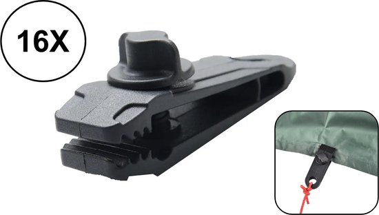 PD® Zeilclip Set 16-Delig Profi - Slimme Bevestiging voor het vastzetten van Zeilmateriaal - Zwart van PD®