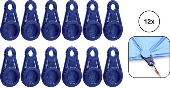 PD® Zeilklemmen - Zeilclips met oog - Zeilclipset - Blauw - 12 stuks van PD