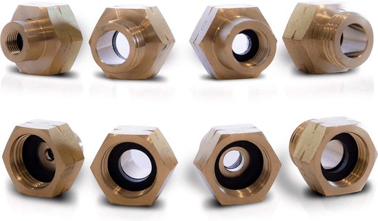 PELMOS gasfles adapterset I 4-delige gasfles adapterset europa voor het vullen van Duitse gasflessen in andere EU-landen I Duidelijk genummerd I D1 - D4 van PELMOS