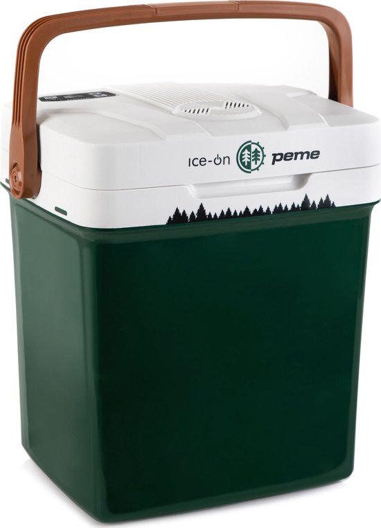 PEME Essential Elektrische Koelbox, 22,9 liter, 12V, 220/230 Volt AC/DC, Aansluiting voor Auto en Camping, thermo-elektrisch Frigobox - groen van PEME