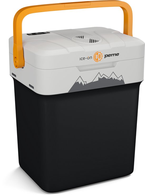 PEME Essential Elektrische Koelbox, 25,7 liter, 12V, 220/230 Volt AC/DC, Aansluiting voor Auto en Camping, thermo-elektrisch Frigobox - ggrafiet/oranje van Merkloos