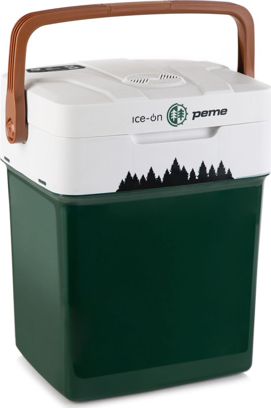 PEME Essential Elektrische Koelbox, 25,7 liter, 12V, 220/230 Volt AC/DC, Aansluiting voor Auto en Camping, thermo-elektrisch Frigobox - groene van Merkloos