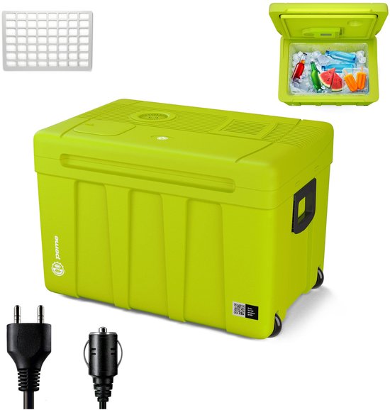 PEME Essential XL - Elektrische Koelbox op Wielen - 46,5L - Koelen en Verwarmen - DC 12V/24V, AC 220-240V - Frigobox voor Auto, Camper & Camping - Neon Jungle van Merkloos