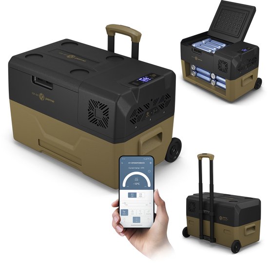 PEME Expedition Elektrische Koelbox, 27 liter, 12V, 220/230 Volt AC/DC, Aansluiting voor Auto en Camping, thermo-elektrisch Frigobox - lichtbruin van Merkloos