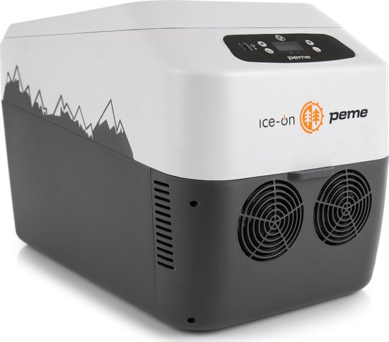 PEME Go Elektrische Koelbox, 27.6 liter, 12V, 220/230 Volt AC/DC, Aansluiting voor Auto en Camping, thermo-elektrisch Frigobox - Zwart-wit van Merkloos