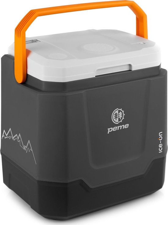 PEME Trip Elektrische Koelbox, 31.5 liter, 12V, 220/230 Volt AC/DC, Ingebouwde luidspreker, Aansluiting voor Auto en Camping, thermo-elektrisch Frigobox - Donkergrijs van Merkloos