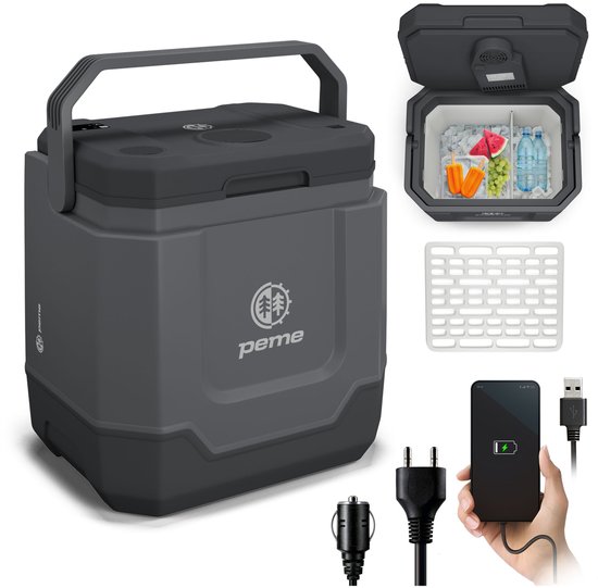 Peme Trip Night Sky - Elektrische Koelbox met Bluetooth Speaker - 31,5L - Koelen en Verwarmen - 12V/24V/230V - Auto & Camping Koelkast - USB-poort - ECO-modus - Fluisterstil 26dB - Verwijderbaar Rooster van Merkloos