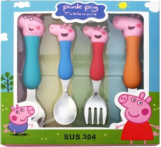 Peppa Pig - Bestek - Kinderbestek - 4- delig - Kinderbestek - Pink Pig Tableware van Peppa Pig