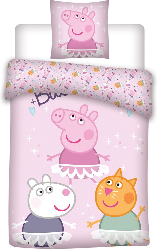 Peppa Pig Dekbedovertrek, Friends - 140 x 200 + 65 x 65 cm - Katoen van Peppa Pig