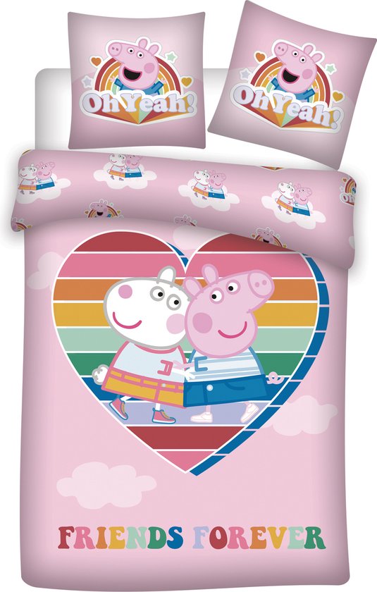 Peppa Pig Dekbedovertrek Friends forever 140 x 200 cm - Polyester van Merkloos