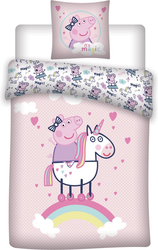 Peppa Pig Dekbedovertrek, Unicorn - 140 x 200 + 65 x 65 cm - Katoen van Peppa Pig