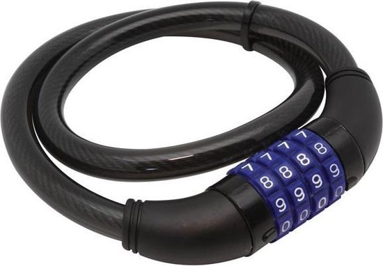 Perel Fietsslot met 4-cijferige code, Ø12 mm stalen kabel, fietsbeveiliging van Perel