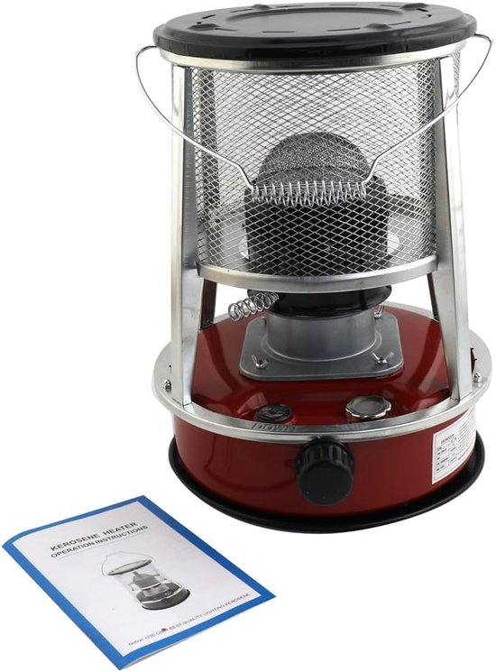 Petroleum Kachel - Draagbare Verwarming - Binnen Verwarmen - Zonder Elektriciteit - 46cm Hoog - Rood